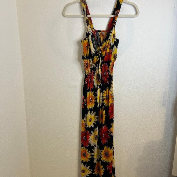 Jin Se Ming Xia Floral Print Maxi Halter Dress with Bead Details Sz XL NWT - Picture 1 of 11